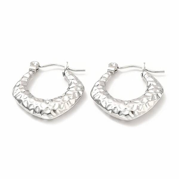 Non-Tarnish 304 Stainless Steel Chunky Rhombus Hoop Earrings for Women