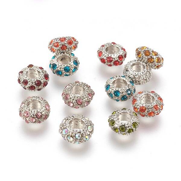 Alloy Rhinestone European Beads