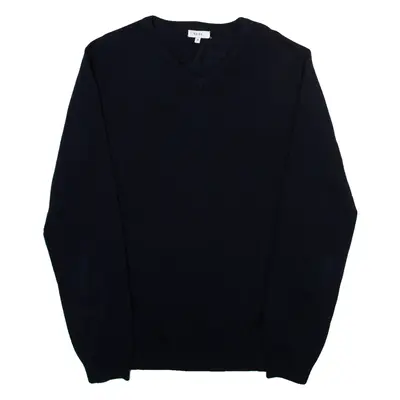 REISS Mens Jumper Blue V-Neck Tight Knit XL