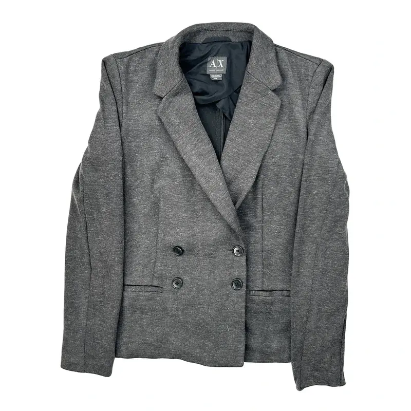 Armani Exchange Fitted Blazer - Medium Grey Polyester Blend