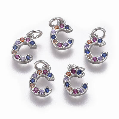Brass Micro Pave Cubic Zirconia Charms