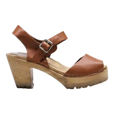 MIA Strappy Heels Brown Leather Womens UK 3