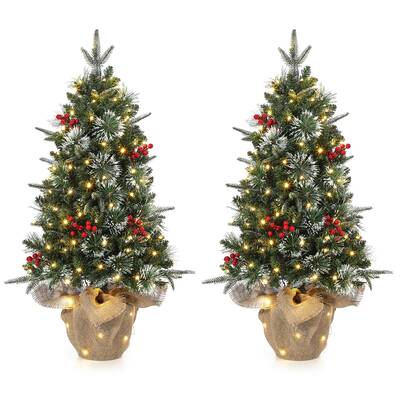 Garvee 3ft Mini Pre Lit Christmas Tree with Burlap Base, Artificial Small Tabletop Xmas Tree with 78 LED Lights, 8 Lighting M...