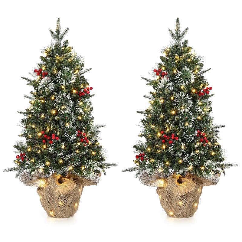 Garvee 3ft Mini Pre Lit Christmas Tree with Burlap Base, Artificial Small Tabletop Xmas Tree with 78 LED Lights, 8 Lighting M...