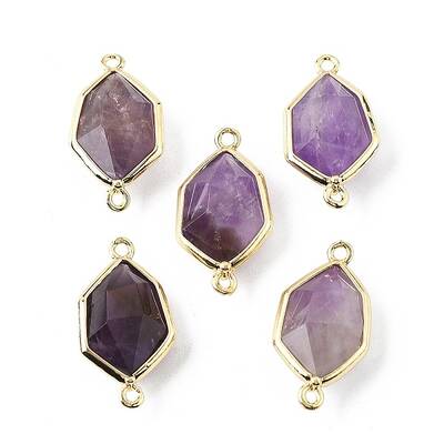 Natural Amethyst Faceted Connector Charms