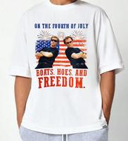 On the fourth of july Boats Hoes Anh Freedom Step Brothers Movie Humor Shirt Cozy Graphic T-Shirt for Chilly Days