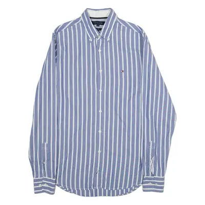 TOMMY HILFIGER Slim Fit Mens Shirt Blue Striped Long Sleeve S