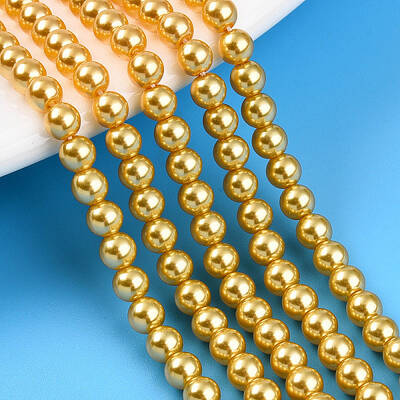 Baking Painted Pearlized Glass Pearl Bead Strands
