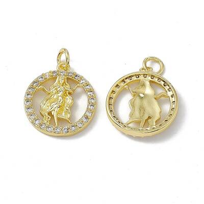 Real 18K Gold Plated Brass Micro Pave Clear Cubic Zirconia Pendants