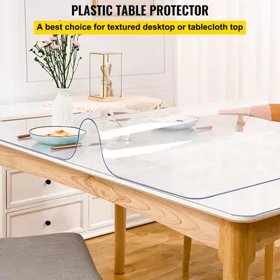 VEVOR Plastic Table Cover 40 x 80 Inch, 1.5 mm Thick Clear Table Protector, Rectangle Clear Desk Mat, Waterproof & Easy Clean...