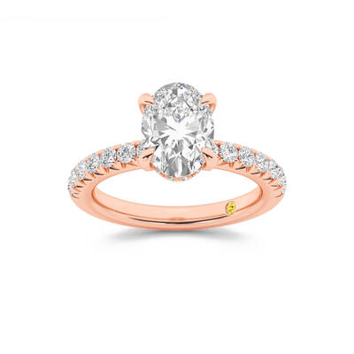 Embers Half Coverage Hidden Halo Oval Lab Grown Diamond Engagement Ring | 18K Rose Gold 4 3/4 CT. TW.