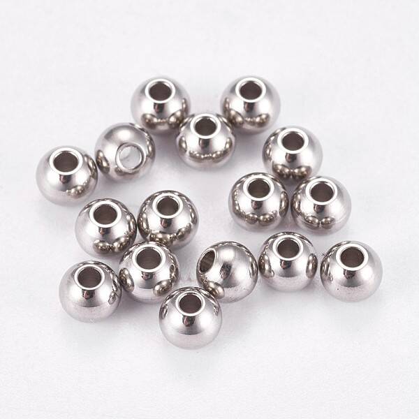 Tarnish Resistant 304 Stainless Steel Smooth Round Spacer Beads