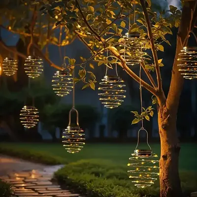 4PCS Solar Spring Lights, LED Home Garden Decorative Lights, Outdoor Lighting Hanging Lights, IP54, Energy-saving Solar Spotl...