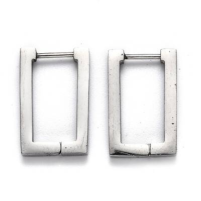 Tarnish Resistant 304 Stainless Steel Rectangle Huggie Hoop Earrings