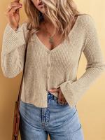 Women's Plain Cardigan, Casual Long Sleeve V Neck Cardigan for Summer, Fashion Minimalist Women's Knitwear for Daily Wear, Ca...