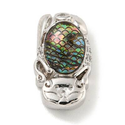 Brass Micro Pave Cubic Zirconia with Resin Beads