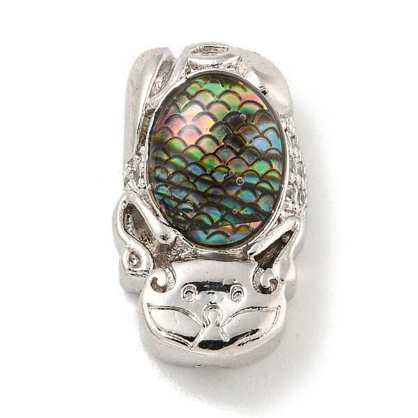 Brass Micro Pave Cubic Zirconia with Resin Beads