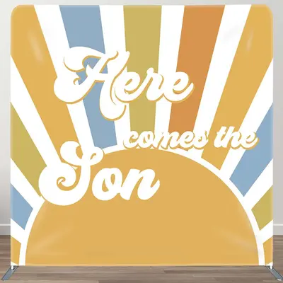 Aperturee Here Comes The Son Baby Shower Pillow Case Backdrop | Baby Shower Photo Backdrop | Backdrops For Baby Showers | Bac...