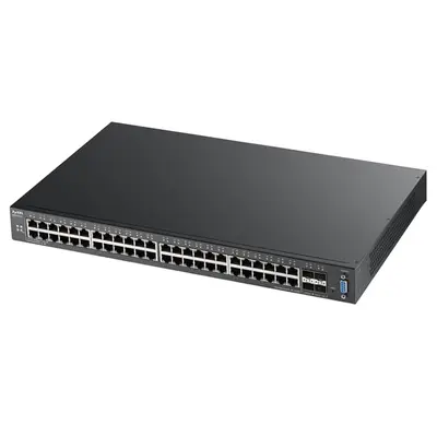 XGS2210-52HP ZyXEL 48 x Ports PoE+ 10/100/1000Base-T + 4 x SFP+ Ports 10Base-X Layer 2 Managed 1U Rack-mountable Gigabit Ethe...