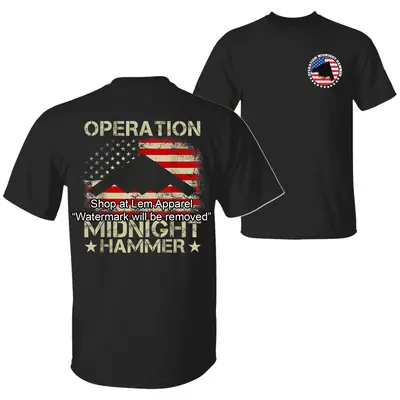 US Air Force B-2 Spirit Stealth Jet Operation Midnight Hammer with American Flag T-Shirt, 4th Of July Patriotic Pride 2 Sided...