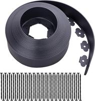 WOWCASE 4 Inch Tall No-Dig Landscape Edging Kit, Bonus Spiral Spikes, Black Plastic Lawn Edging for Landscaping, Lawn, Yard, ...