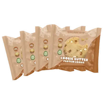 Chunkyfit Cookie Butter Protein Cookie 4-Pack - Sweet Indulgence Snack with 16g Protein & Less than 200 calories
