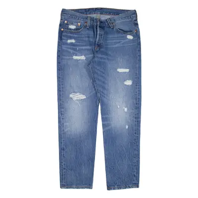 LEVI'S 501CT Jeans Distressed Womens Blue Regular Tapered W28 L26