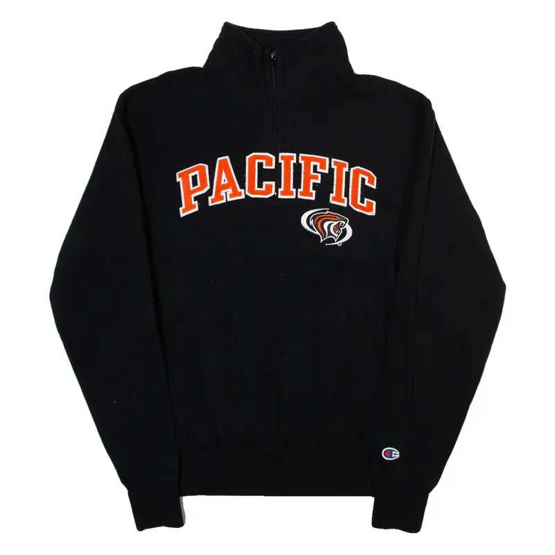CHAMPION Pacific Mens Sweatshirt Black 1/4 Zip USA S