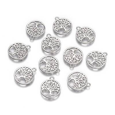 Eco-Friendly Rack Plating Brass Tree of Life Pendants