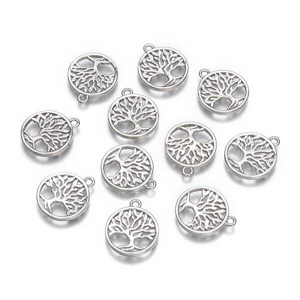 Eco-Friendly Rack Plating Brass Tree of Life Pendants