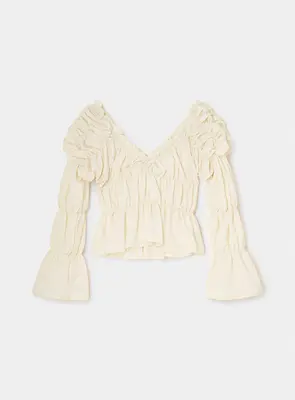 SADIE ECRU RUCHED BLOUSE | Size: XL