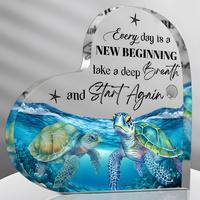 Turtle Pattern Acrylic Desktop Ornament, Ocean Themed Halloween Decorative Plaque, Home Decor for Living Room Bedroom Office...