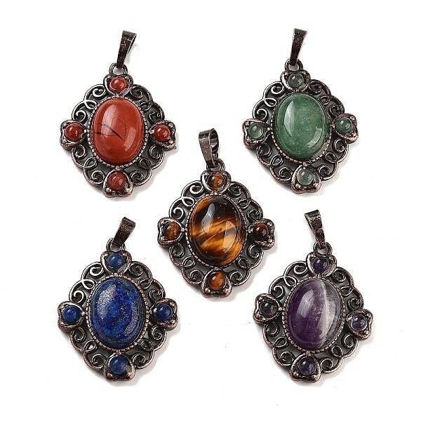 Natural Mixed Stone Rhombus Pendants