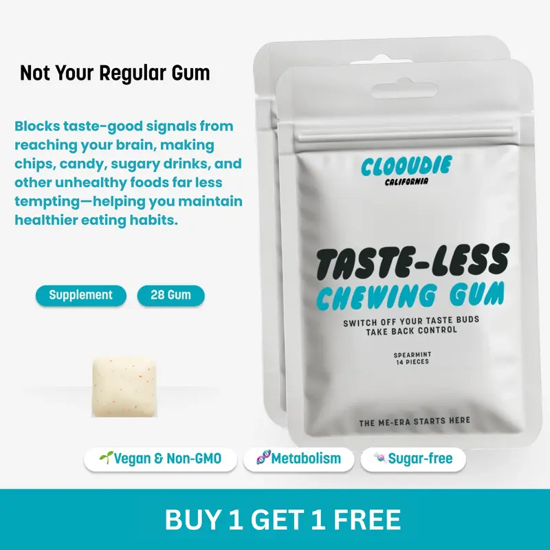 BUY 1 GET 1 FREE | 2 Pack of Taste-less Chewing Gum｜Clooudie California | 28 Gum | Reduce Sweet Signal, Helps With Eating H...