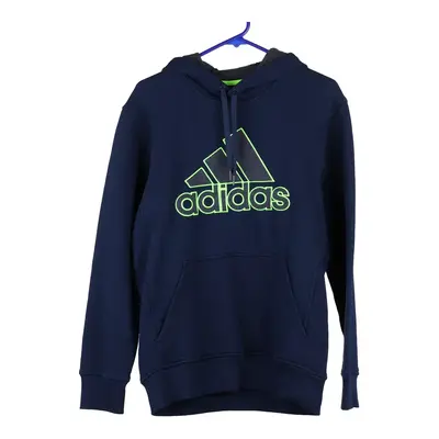 Adidas Spellout Hoodie - Small Navy Cotton Blend