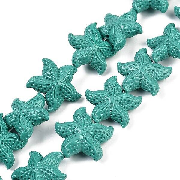 Synthetic Coral Dyed Carved Beads Strands