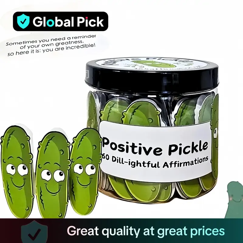 Positive Pickle Sentiment Card, 1 Count Cute Pickle Jar with Positive Emotions Card, Emotional Affirmation Card, Gift for You...