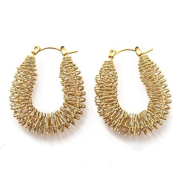 304 Stainless Steel Teardrop Hoop Earrings