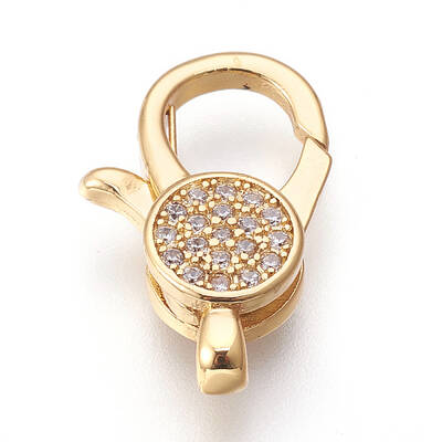Brass Micro Pave Cubic Zirconia Lobster Claw Clasps