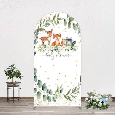 Aperturee Safari Animals Plant Leaf Baby Shower Arch Backdrop, 1.6X4FT(0.5X1.2M), 38.18 USD, arch backdrop kit, GLH0C351-A
