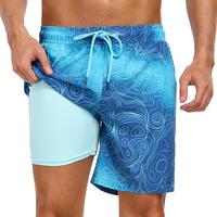 Men's Swim & Fitness Dual-Purpose Trunks - Built-in Compression Lining + Quick-Dry Fabric - Training/Beach Shorts with Dual P...