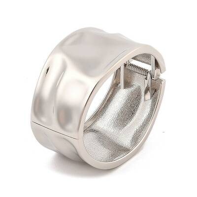 Non-Tarnish Vintage Hammered Alloy Wide Hinged Bangles for Women