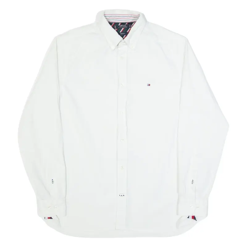 TOMMY HILFIGER Mens Corduroy Shirt White Long Sleeve M