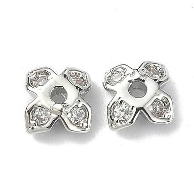 Brass Pave Clear Cubic Zirconia Bead Caps