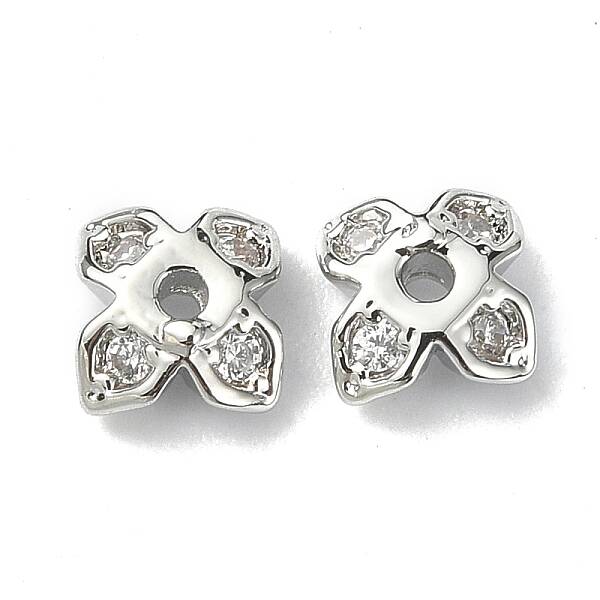 Brass Pave Clear Cubic Zirconia Bead Caps