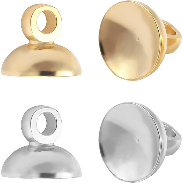 BENECREAT 40Pcs 2 Colors Bead Cap Pendant Bails Silver Gold Bail Cup Cap Pearl Cup Pendant Connector for Pendant Necklace Jew...