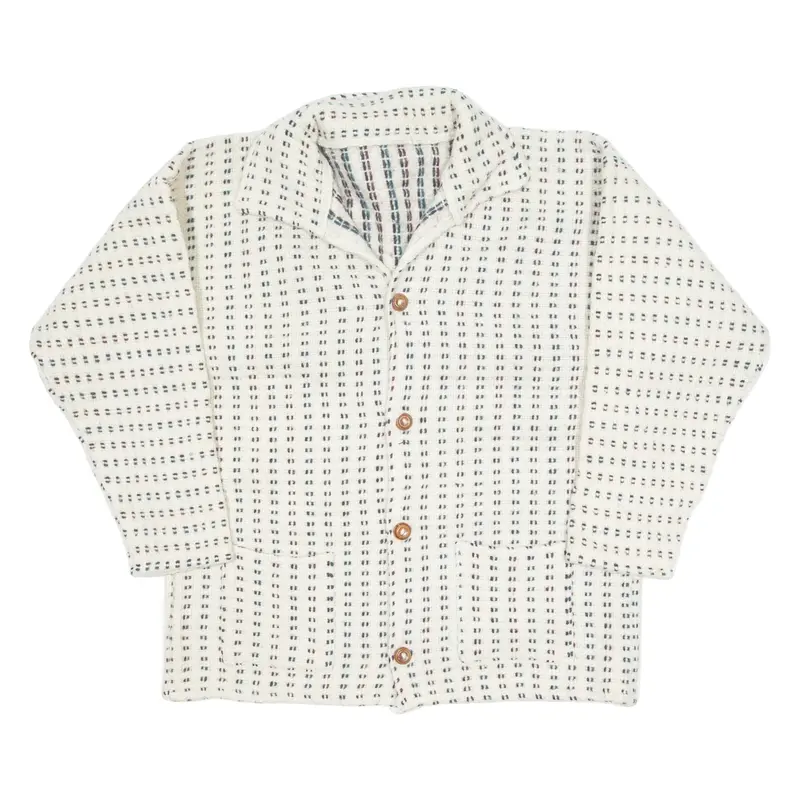 Mens Jacket Cream Knit 90s Spotted M
