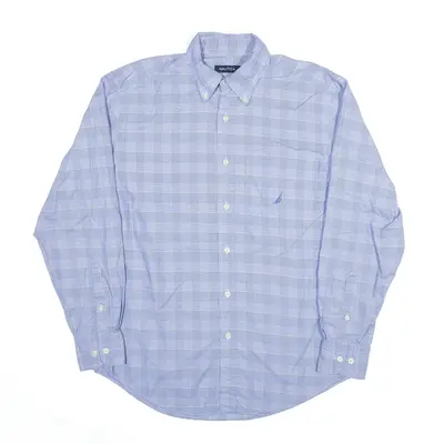 NAUTICA Shirt Blue Check Long Sleeve Mens M