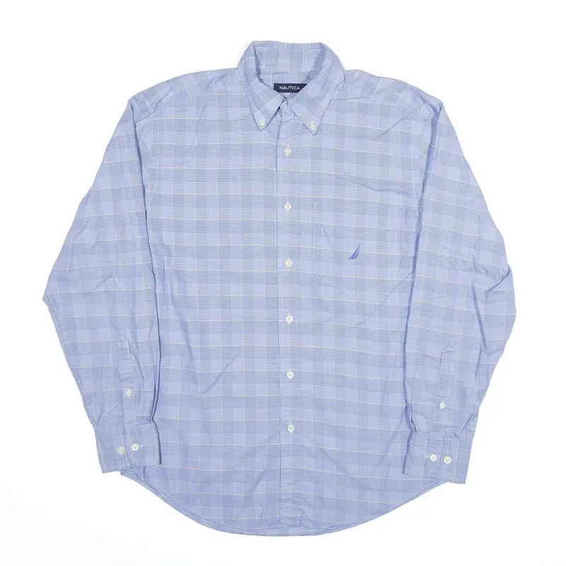 NAUTICA Shirt Blue Check Long Sleeve Mens M