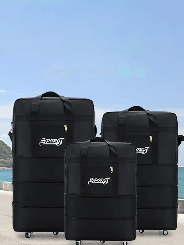 Large Capacity Foldable Travel Bag As Summer Outfits 2024, Multi-layer Expandable Airline Travel Bag, Oxford Cloth Wheel-free...